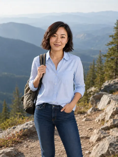 AI dating photo example: Above the treeline