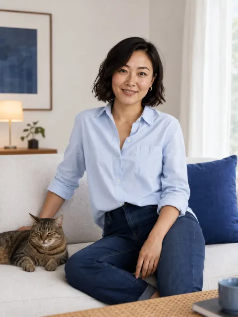 AI dating photo example: Home, with company