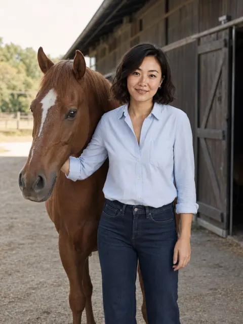 AI dating photo example: A quiet stable morning