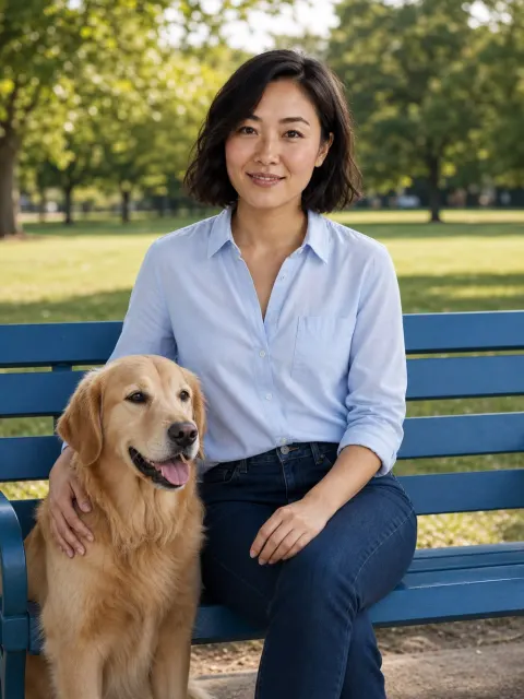 AI dating photo example: Your walking companion