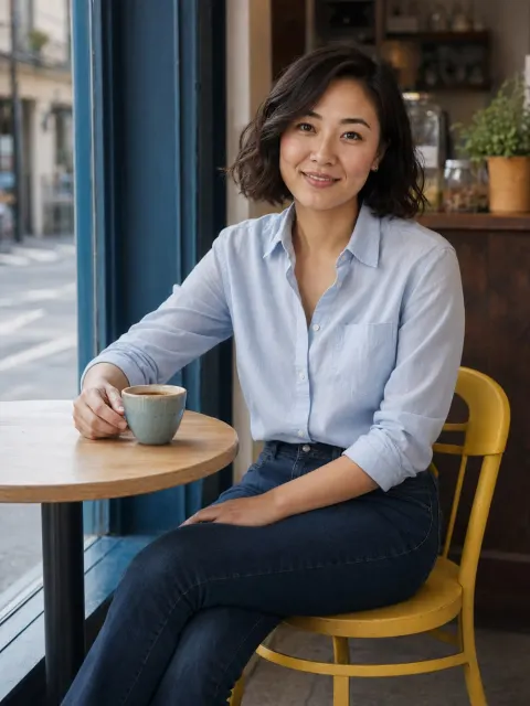 AI dating photo example: Coffee, no rush